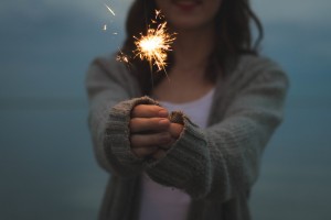Woman Holding Sparkler