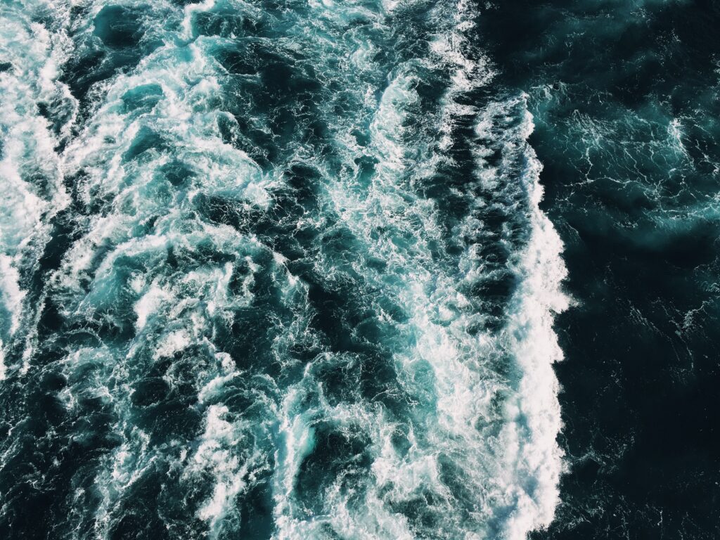 Aerial view of ocean waves